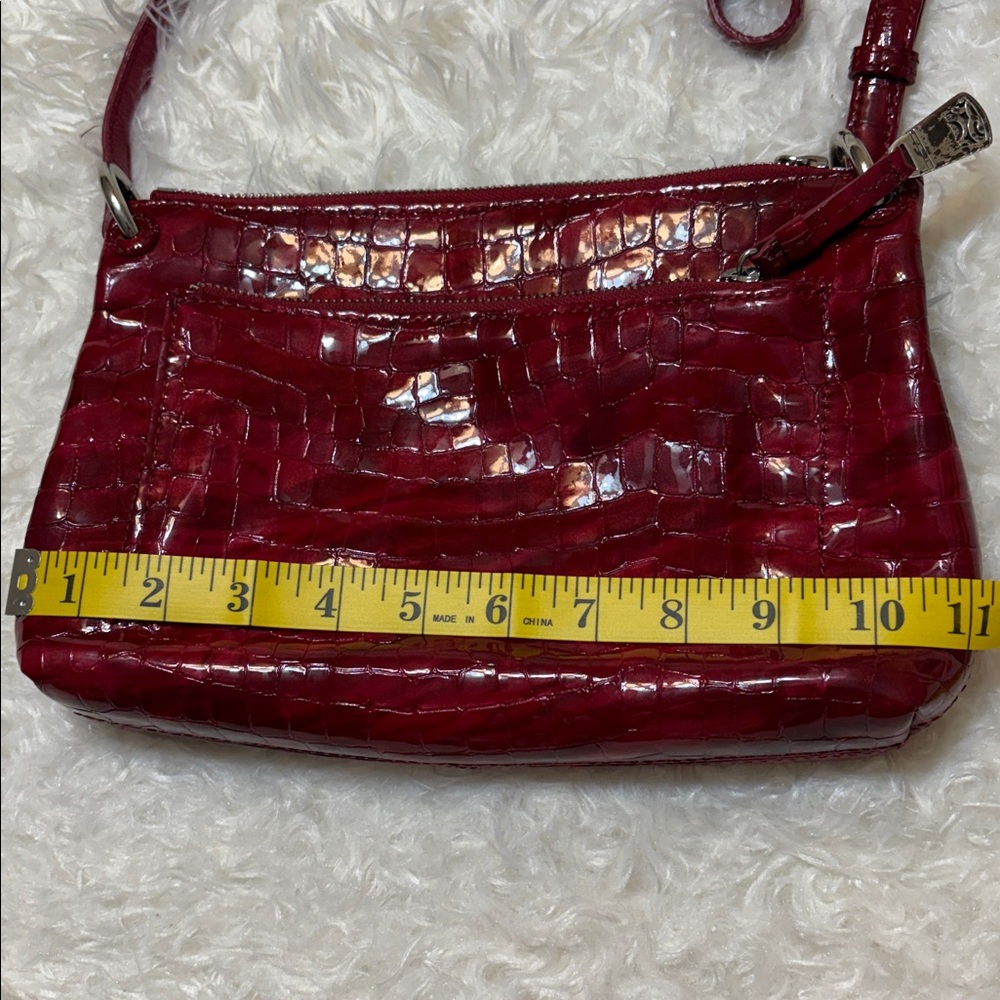 Brighton Bria Croc Embossed Red Patent Leather Crossbody Messenger Bag - Picture 12 of 13